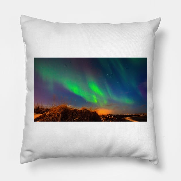 Aurora borealis in Iceland Pillow by GrahamPrentice