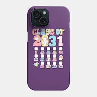 Cute Unicorn Graduation Class of 2031 Grow with Me Checklist Phone Case