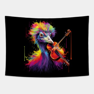 Ostrich Playing Violin Tapestry