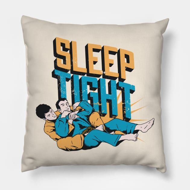 Sleep Tight // Funny Retro Jiu Jitsu Illustration Pillow by SLAG_Creative