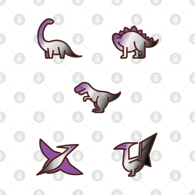 Discreet Pride Asexual Dinosaurs by ColoredRatioDesign