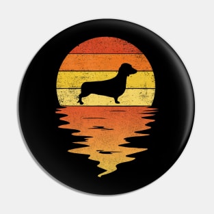 Dachshund Retro Vintage Sunset Pin