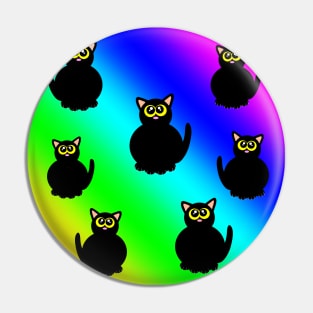 Black kitties on rainbow Pin