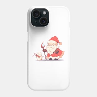 The cheerful look on this t-shirt shows Santa and his friends celebrating Christmas together, perfect for Santa Claus lovers. Phone Case