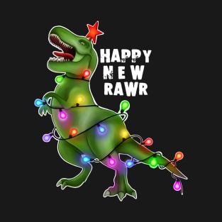 Happy new rawr trex Christmas tree T-Shirt