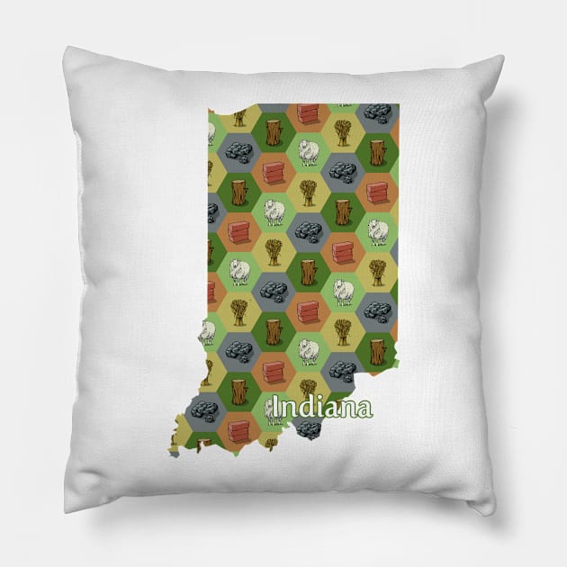 Indiana State Map Board Games Pillow by adamkenney