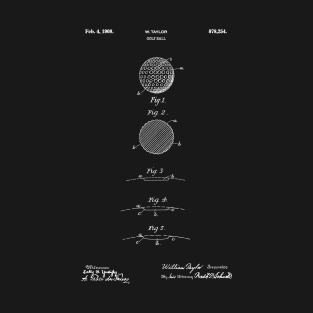 PATENT DRAWING / 1908 - Golf Ball - white T-Shirt