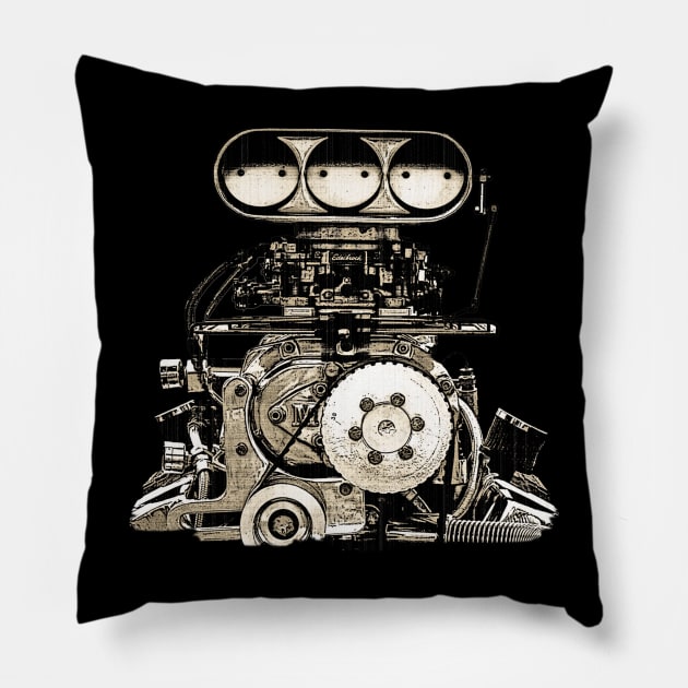 Big Block Blower Motor Pillow by WickedNiceTees