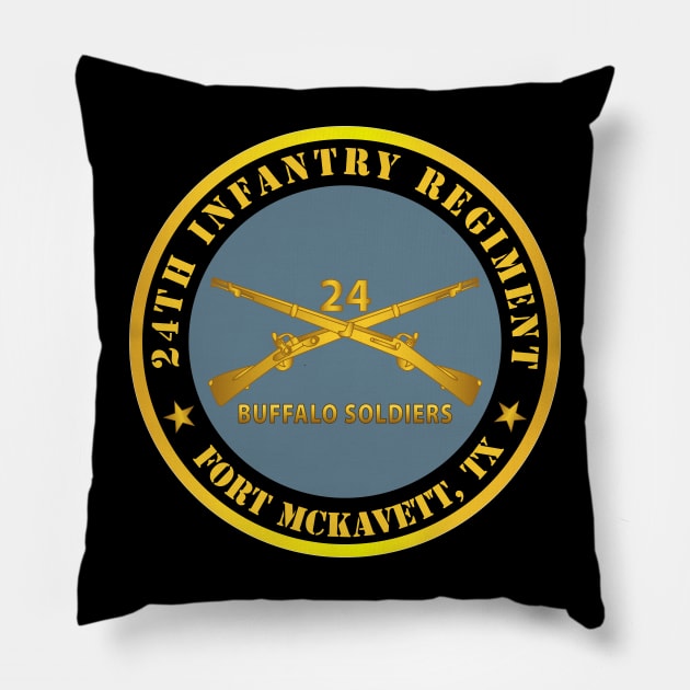 24th Infantry Regiment - Fort McKavett, TX - Buffalo Soldiers w Inf Branch Pillow by twix123844