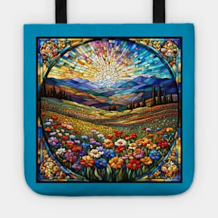 Stained Glass Springtime Sunrise Tote