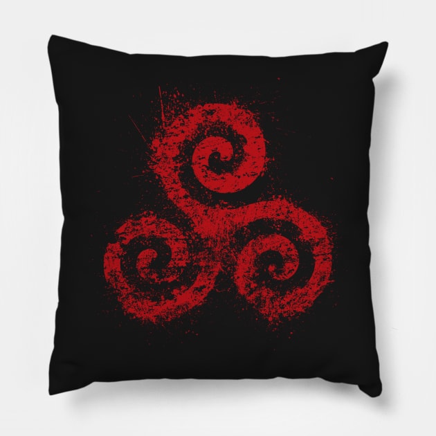 Teen Triskelion Red Ink Pillow by HappyLlama