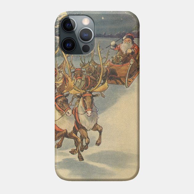 Victorian Christmas Santa Claus with Reindeer - Santa Claus - Phone Case