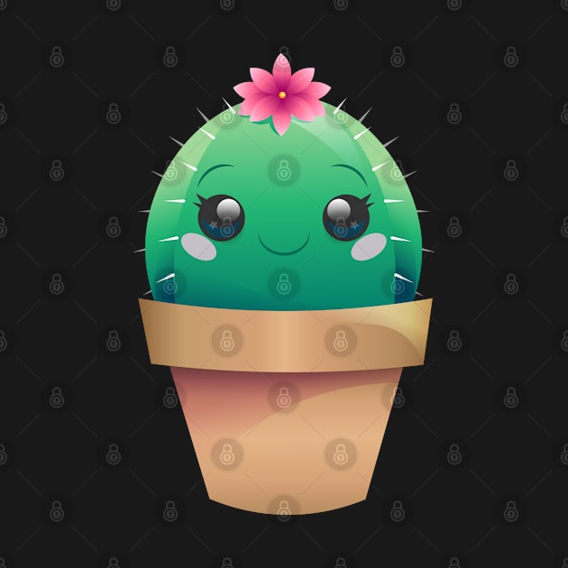 Cute Cactus (in bloom with eyelashes) by spookpuke