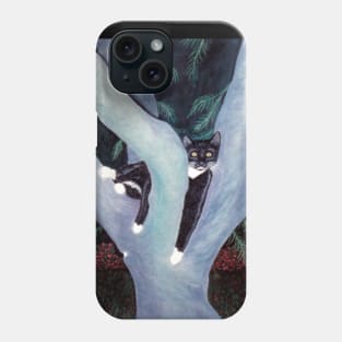 Tuxedo Cat in the Tree Phone Case