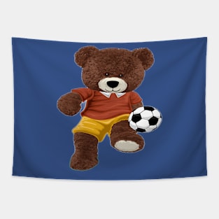 TEDDY BEAR PLAYING SOCCER Tapestry