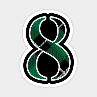 8 Sports Jersey Number Green Black Flannel Magnet