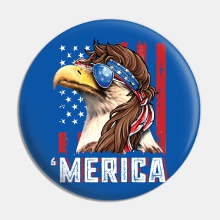 Bald Eagle Mullet Merica Pin