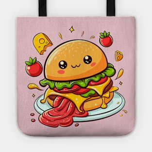 Kawaii burger with cheese Tote