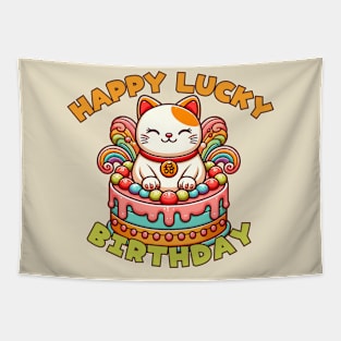 Maneki neko lucky birthday Tapestry