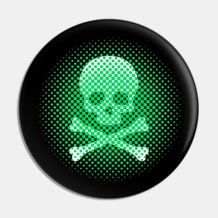 Neon Green Skull and Crossbones Modern Art Pin