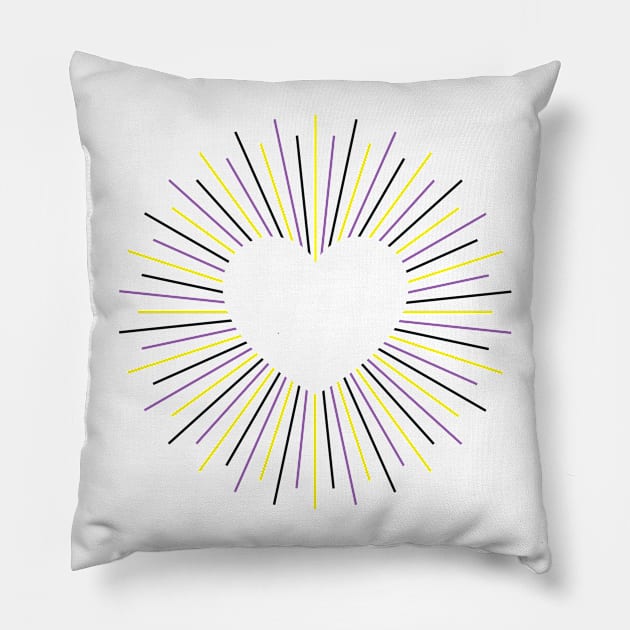 Nonbinary Pride Radial Heart Pillow by lavenderhearts