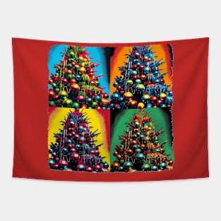 Tinsel Twist: Pop Art's Festive Fir - Christmas Tree Tapestry