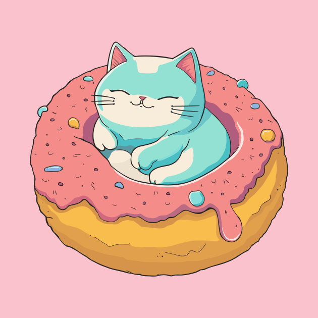 Cute cat in donut by Art Joy Studio