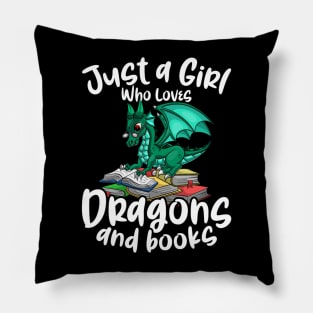 Just A Girl Who Loves Dragons And Books Reading Dragon Pillow