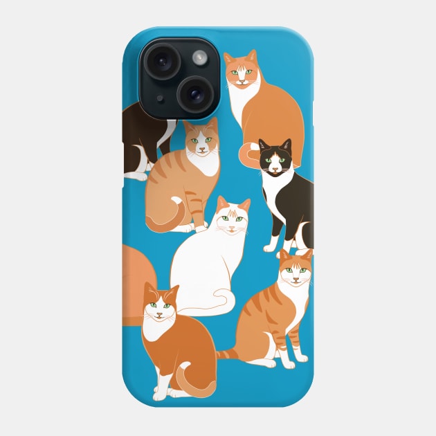 Ginger Cats Group on teal Phone Case by nadyabasos