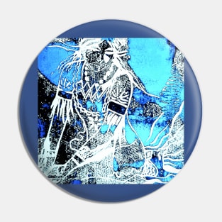 Mata Hari Aqua Block Print Pin