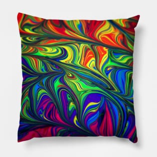 Blue green and red abstract illustration Pillow