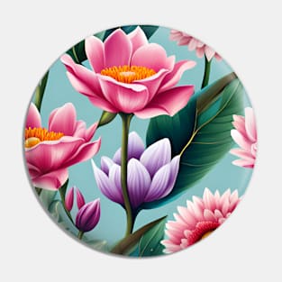 Colourful Floral Print Pin