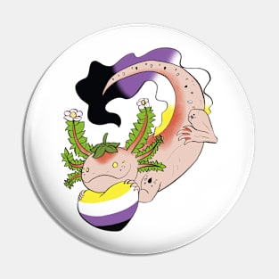 Non-binary Strawberry Axolotl Pin