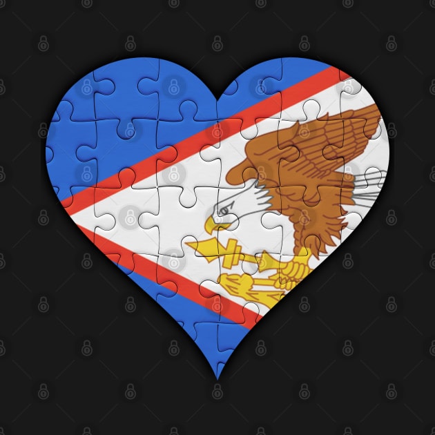 American Samoan Jigsaw Puzzle Heart Design - Gift for American Samoan With American Samoa Roots by Country Flags