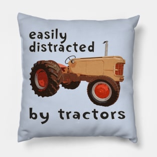 retro easily distracted by tractors Pillow