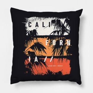 California Retro Ocean Vintage Palm Tree Pillow