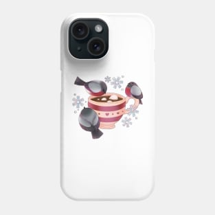 Winter hot chocolate and bullfinch Phone Case