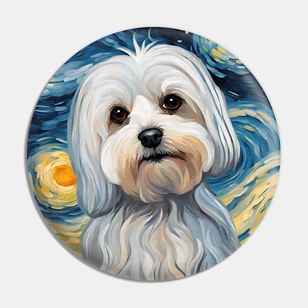 Cute Maltese Dog Breed Painting in a Van Gogh Starry Night Art Style Pin by Art-Jiyuu