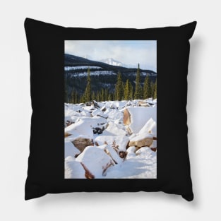 Autumn in The Rockies: The First Snow: Jasper National Park Pillow