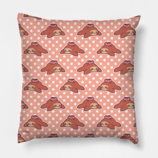 Tea Sloth Polk-a-dot Pattern Pillow