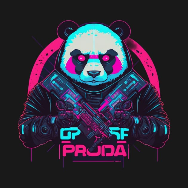 Cyberpunk Cyborg Panda With Guns by Bam-the-25th