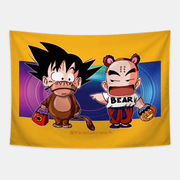 Dragon Ball Halloween (Kid Goku, Krillin) ドラゴンボール Tapestry by MorenoArtwork