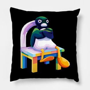 Angry Pingu meme pop art Pillow