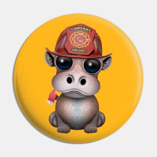 Cute Baby Hippo Firefighter Pin