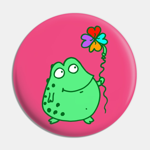 Frog holding rainbow clover balloon! HOT PINK! Pin by witterworks