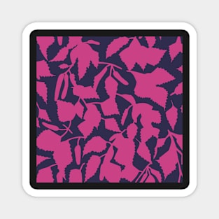 Birch leaves pink on dark blue, seamless pattern Magnet