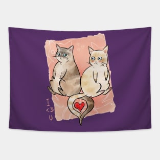 I Heart You, Valentine Cat Tapestry