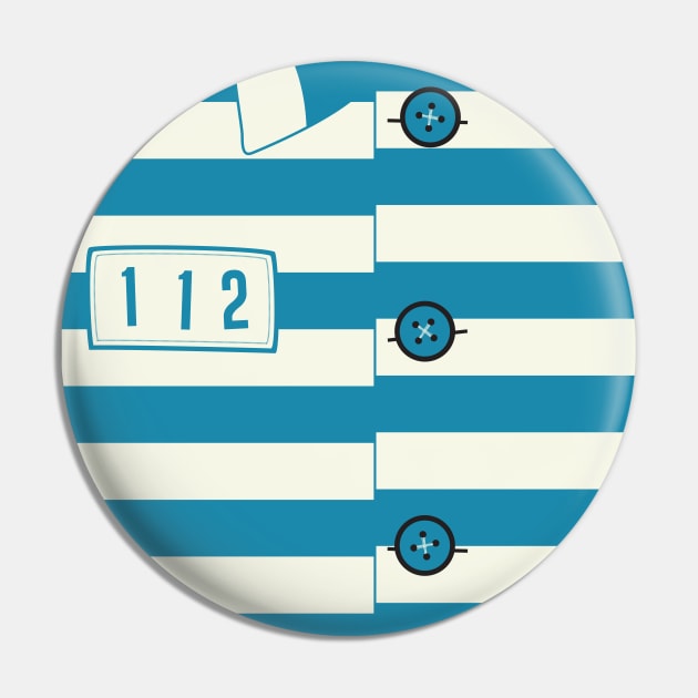 Grand Budapest Hotel- Just Squares- Gustave's Prison Uniform Pin by Gothenburg Print