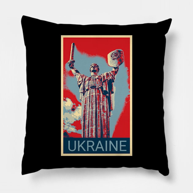 Ukraine in Shepard Fairey style Pillow by Montanescu