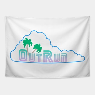 Outrun Synthwave Palm Tree Cloud Retro Video Game Gaming Tapestry